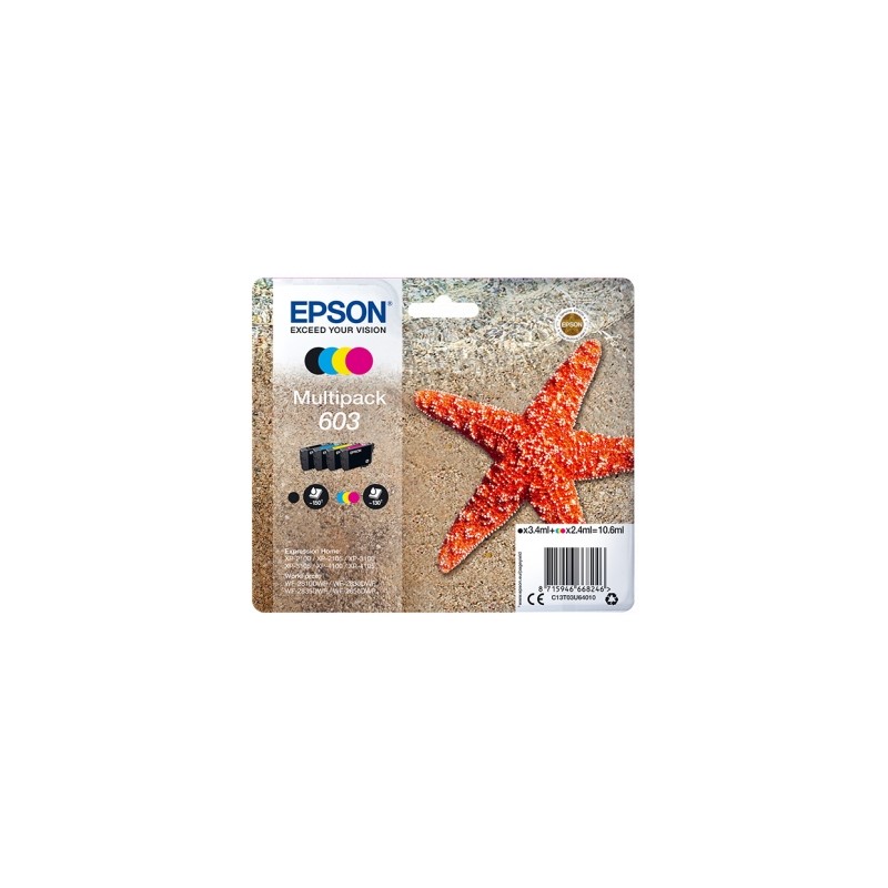 Epson 603 Pack de 4 Cartuchos de Tinta Originais Epson 603 - C13T03U64010 - C13T03U64010