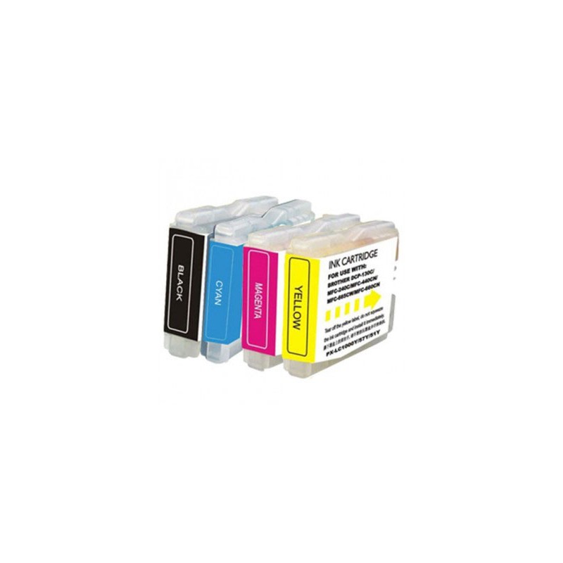 Conjunto 4 Tinteiros Compativeis, Brother LC-970 XL / LC-1000 XL Preto
